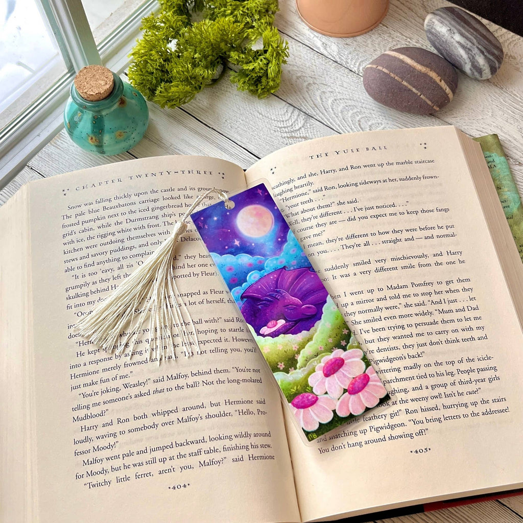Wildflower Dragon Bookmark | Laminated + Optional Tassel
