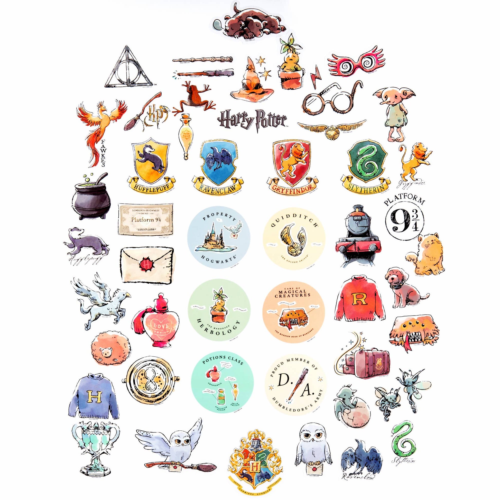 Harry Potter Clear Watercolor Decals (50-Pack)