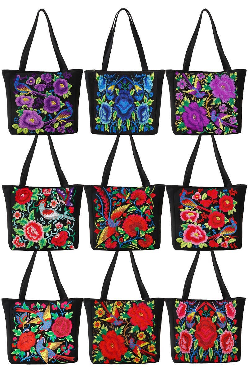 Huipil Floral Embroidered Tote
