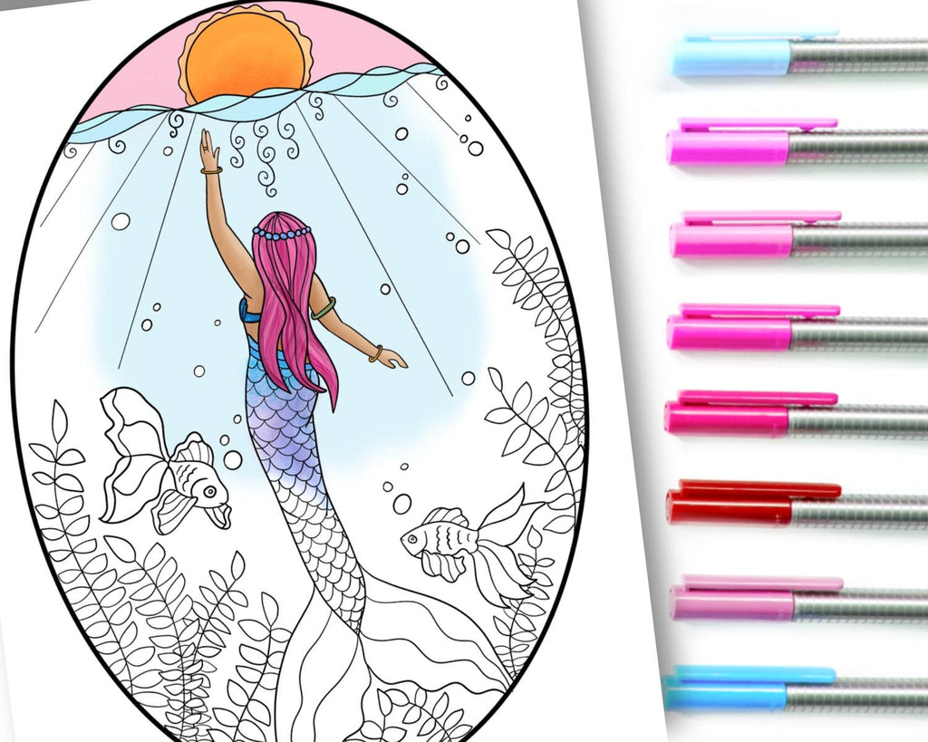 Magical Merfolk Coloring Book For Adults + Teens
