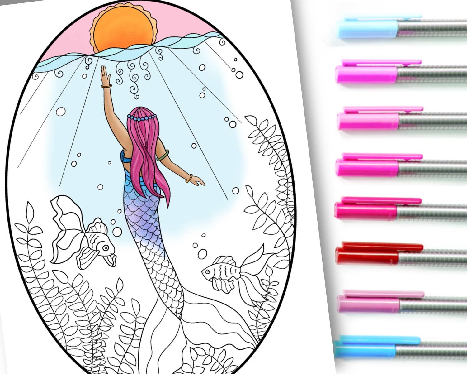 Magical Merfolk Coloring Book For Adults + Teens