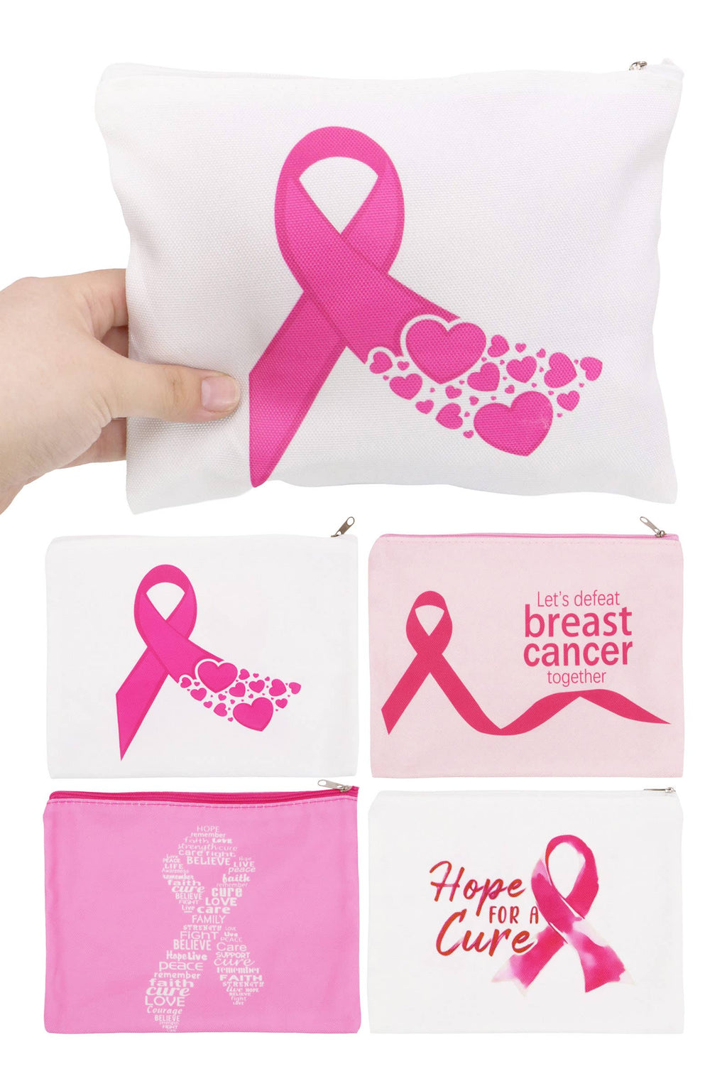 Breast Cancer Awareness Zipper Clutch Purse Bag