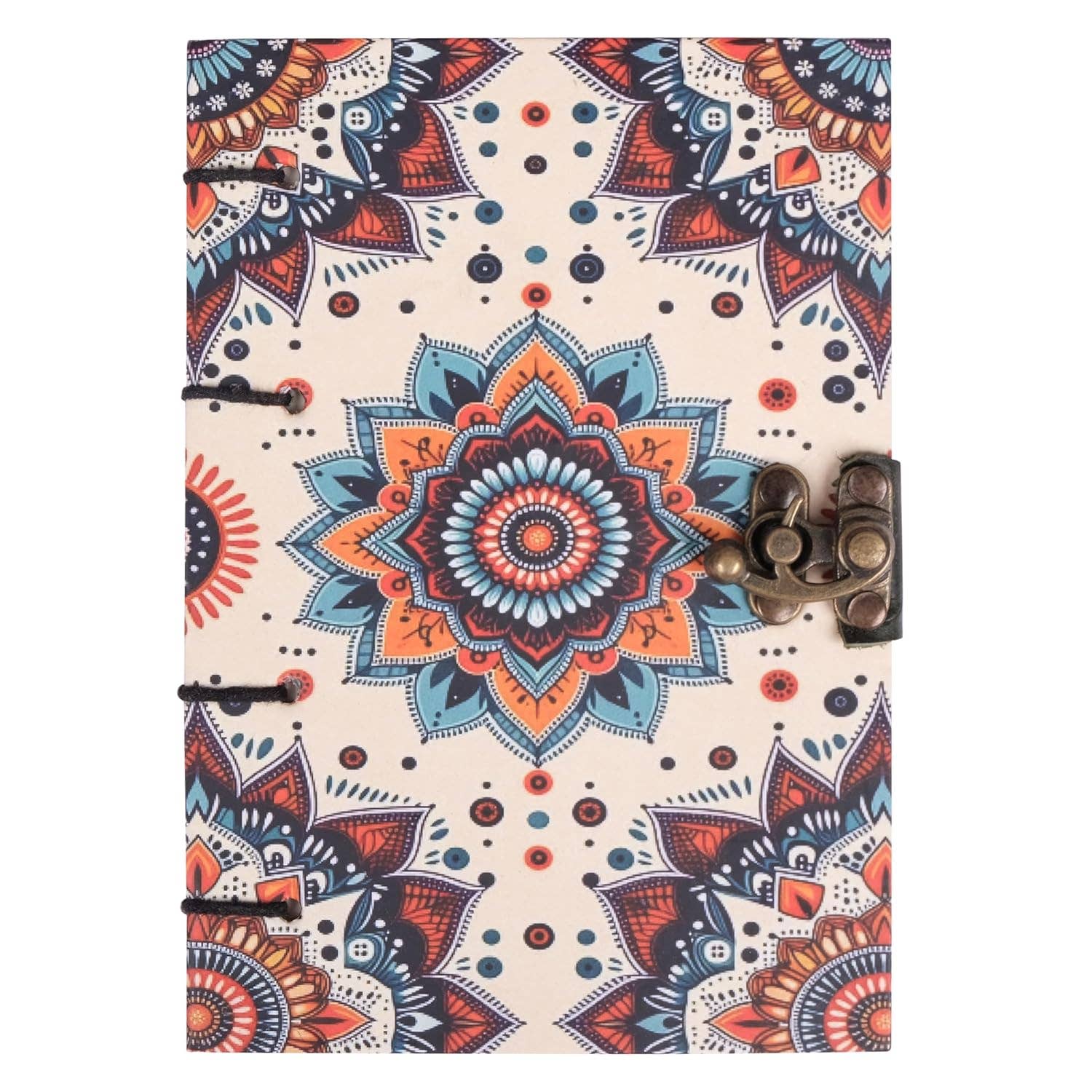 Mandala - Journal Diary Notebook with Leather Strap Lock - Unruled