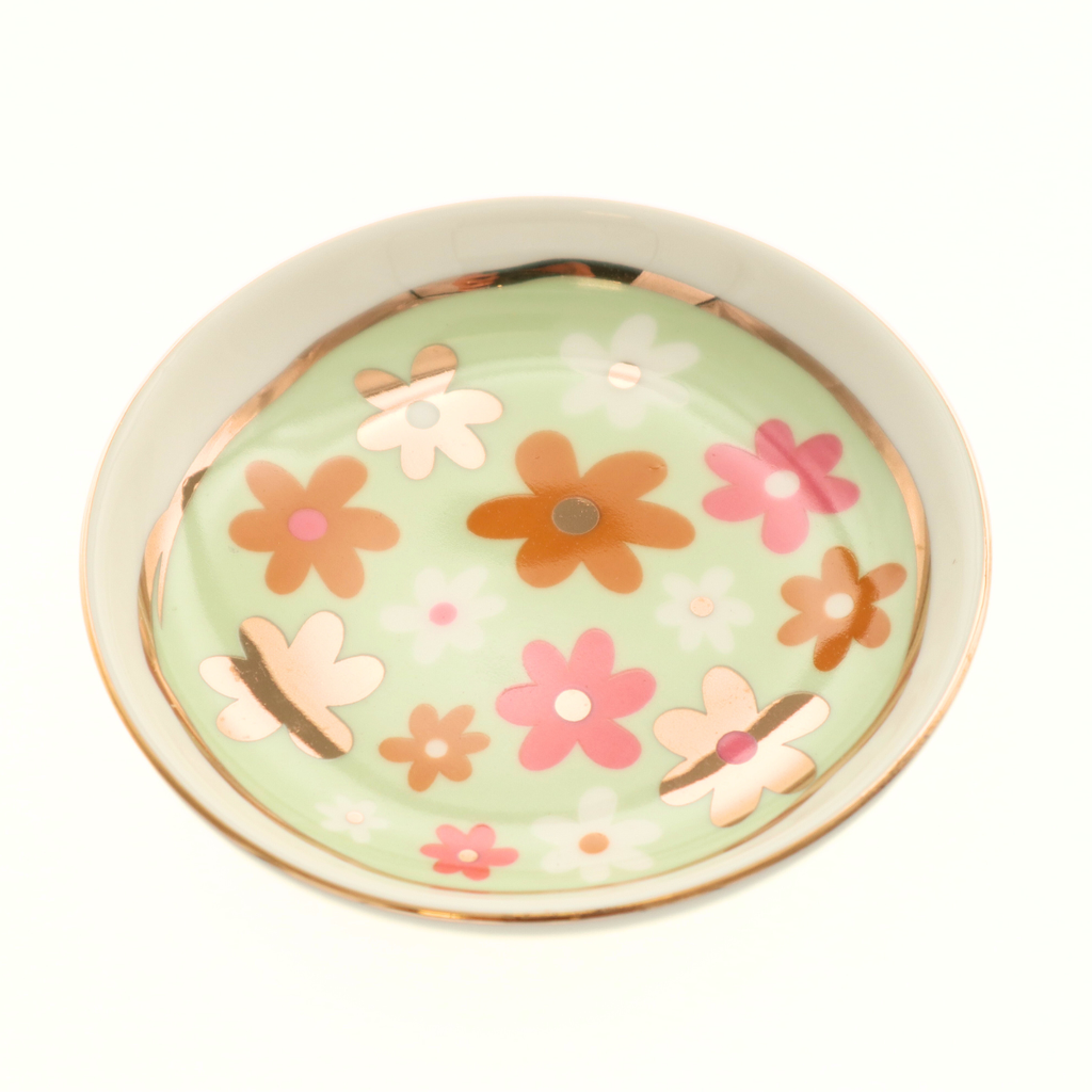Round Trinket Tray Flowers