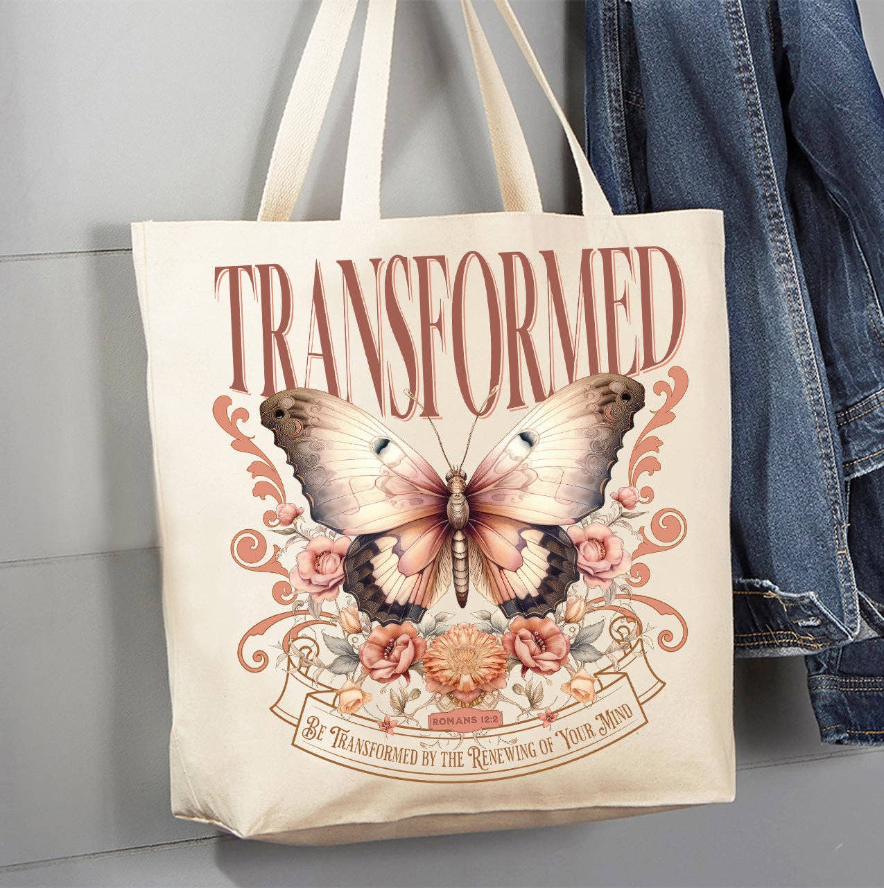 Transformed Renewing your Mind Spiritual Canvas Tote Bag
