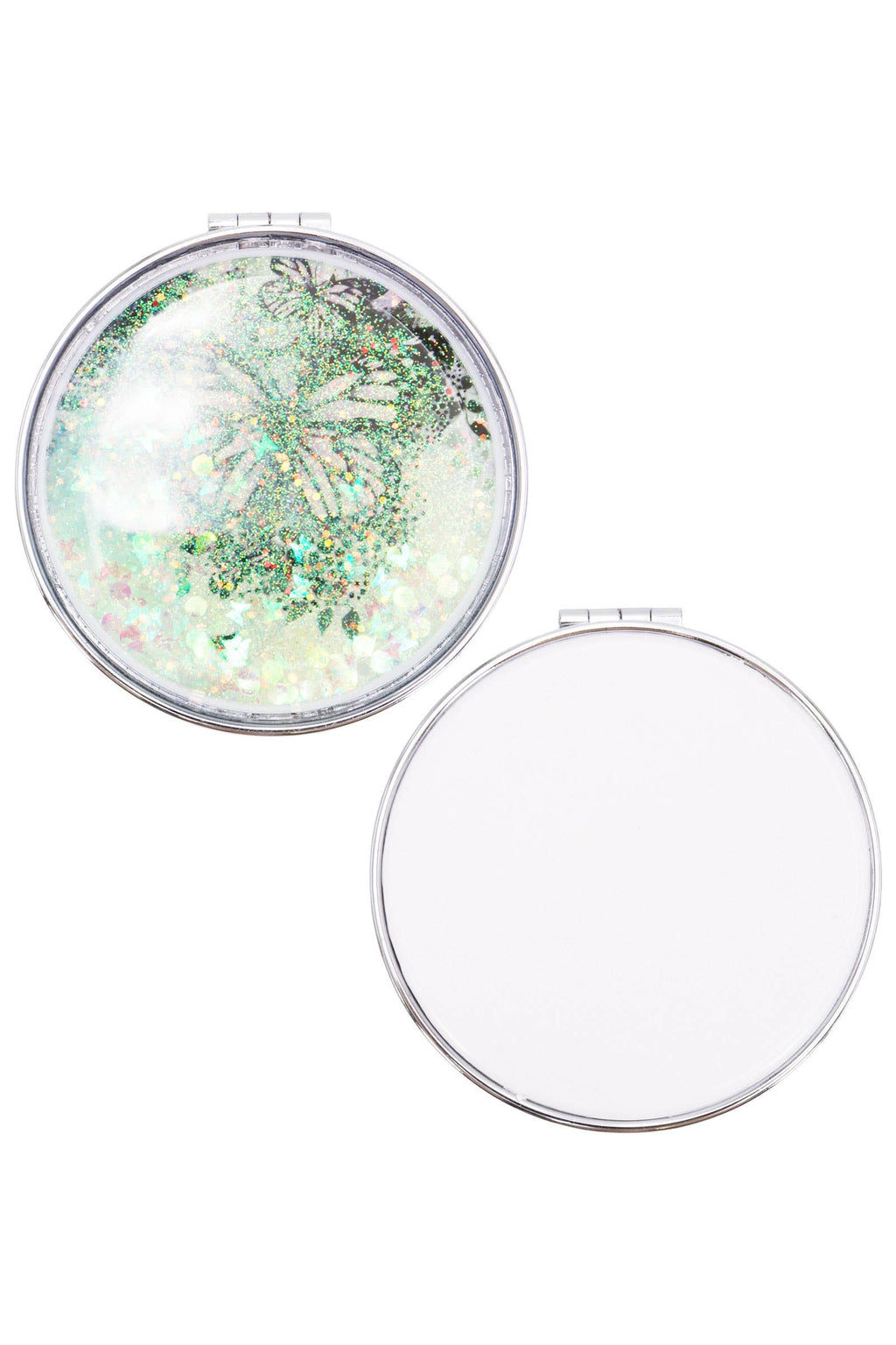 Butterfly Liquid Glitter Circular Compact Mirror