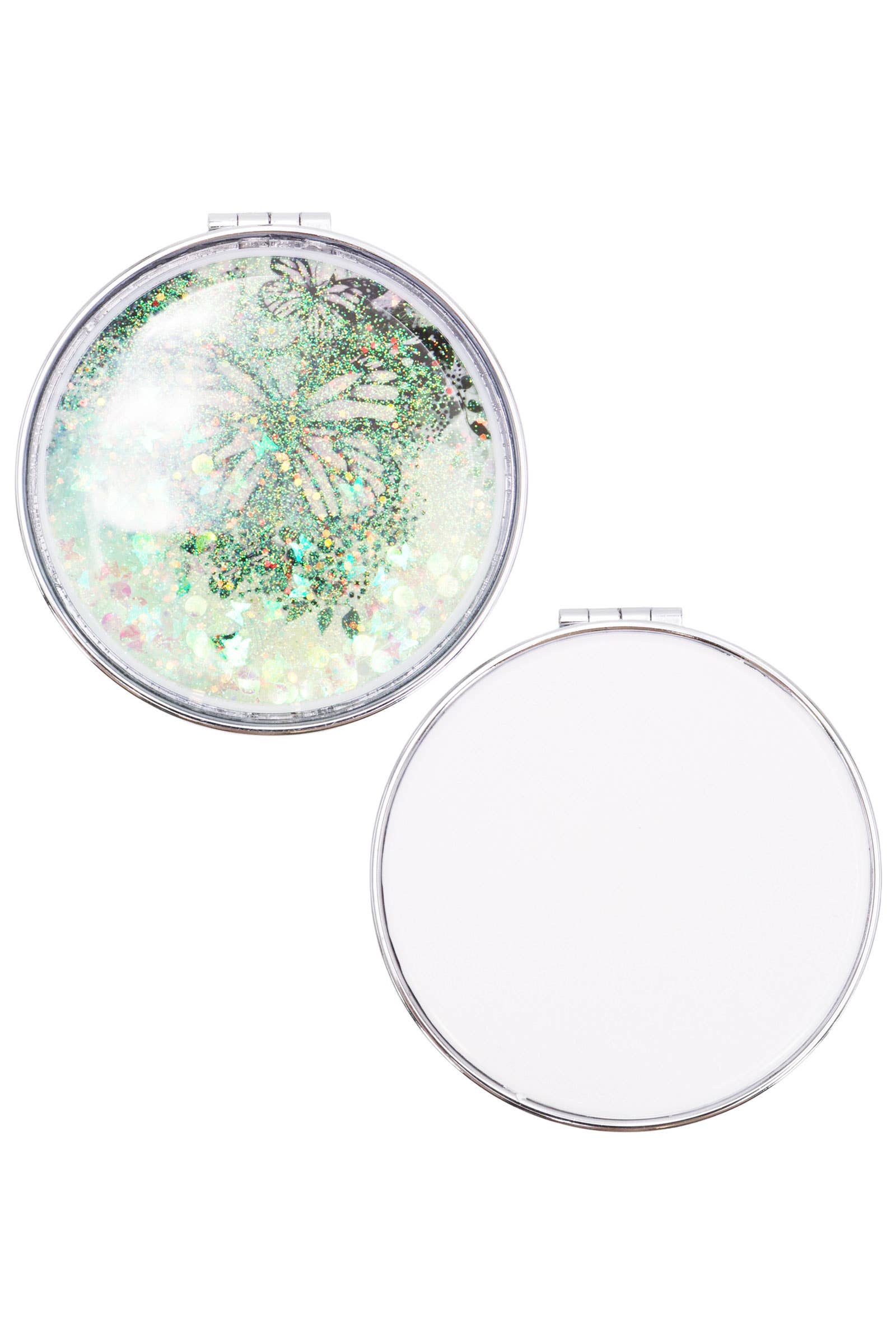 Butterfly Liquid Glitter Circular Compact Mirror