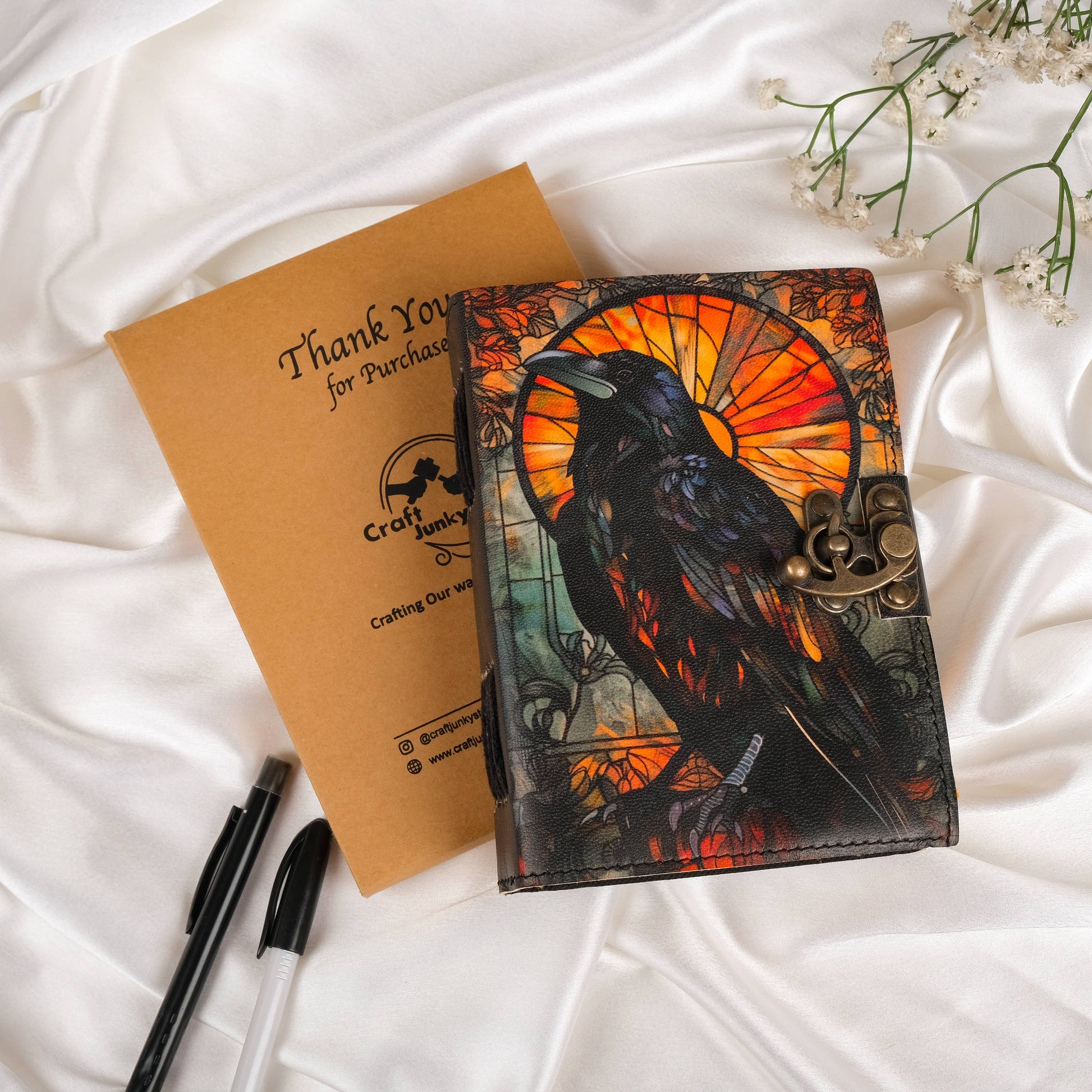 Crow - Leather Journal Blank Vintage Notebook