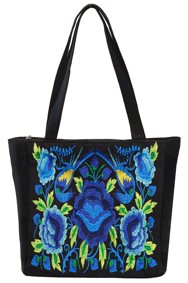 Huipil Floral Embroidered Tote