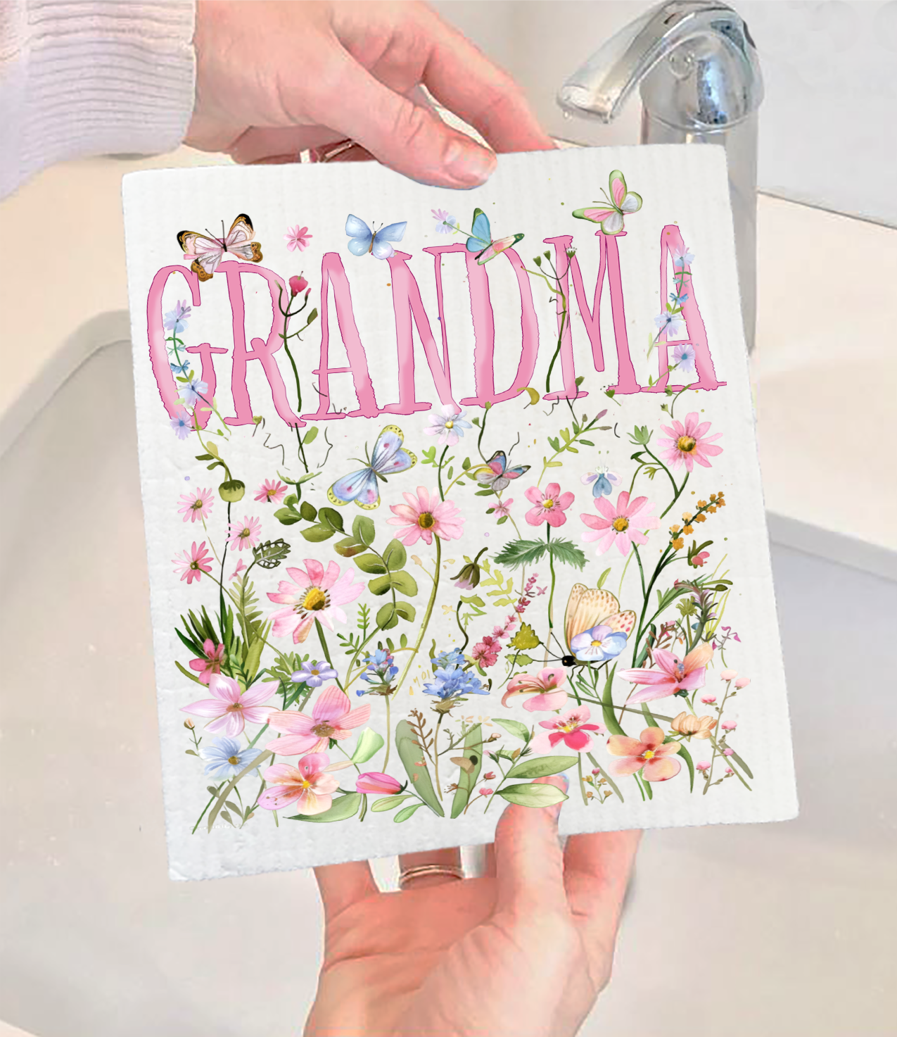 Mother's Day Wild Flowers Grandma Swedish Dishcloth