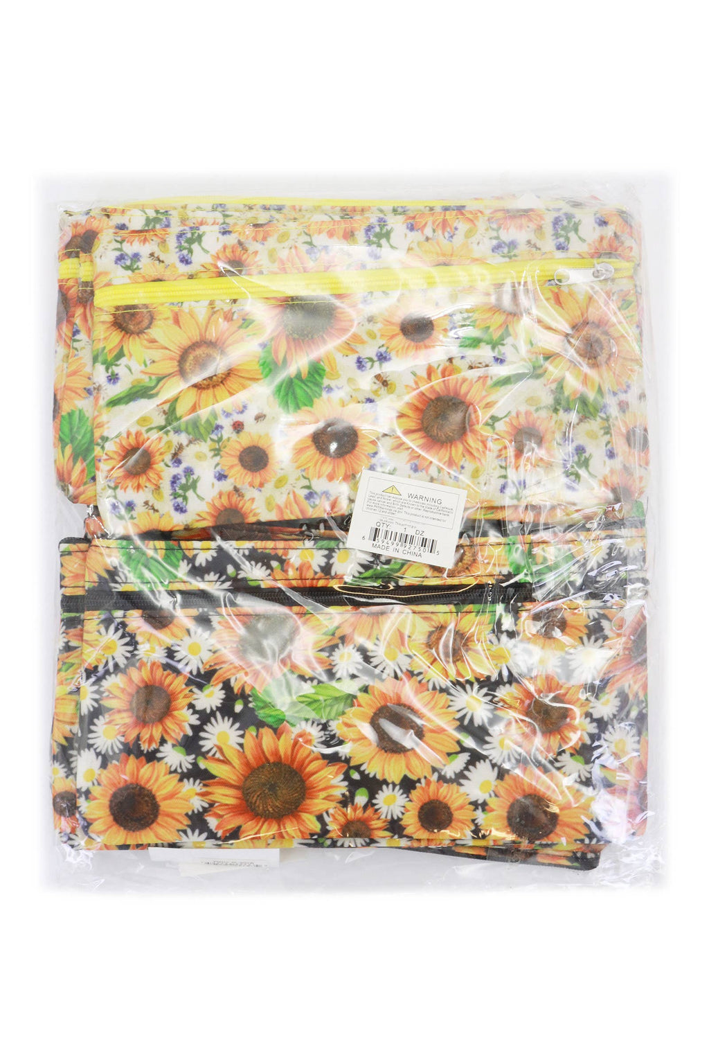 Sunflower Print Double Compartment Pouch Clutch Bag
