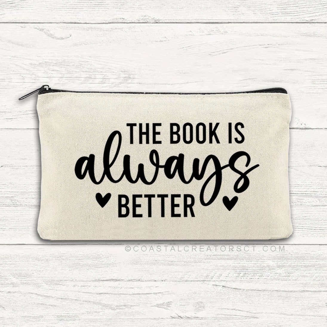 The Book Is Always Better Multi-Use Canvas Zipper Bag