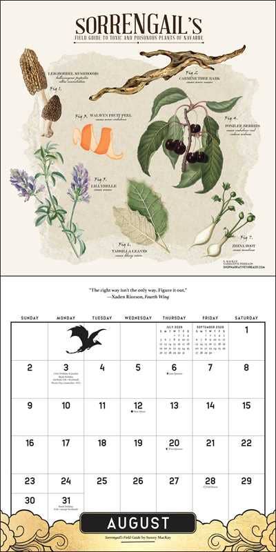 Fourth Wing Officially Licensed Fan Art 2026 Wall Calendar by Entangled