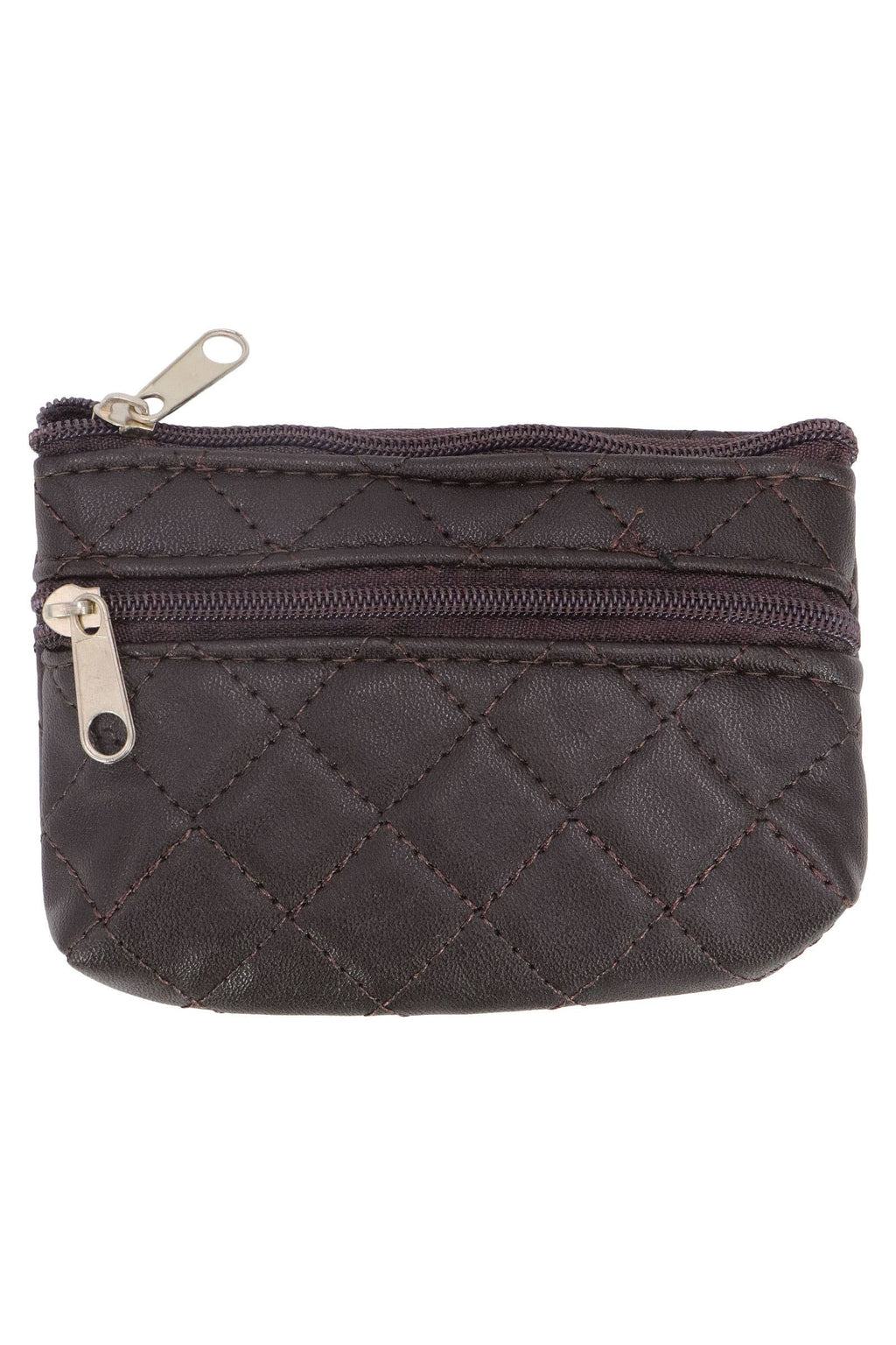 Diamond Quilted Double Zipper Coin Purse Bag