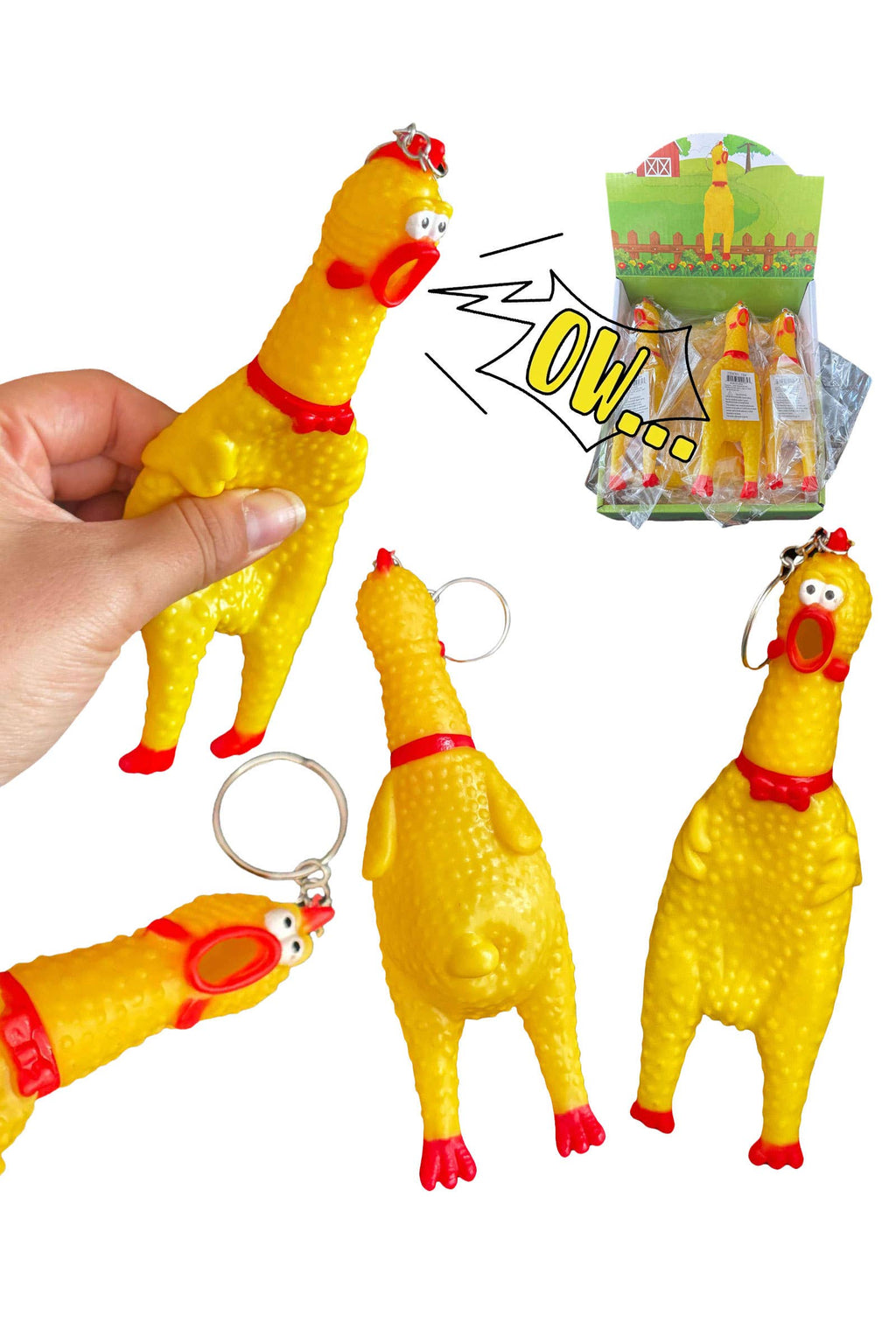 Screaming Chicken Squeaker Toy Key Chain