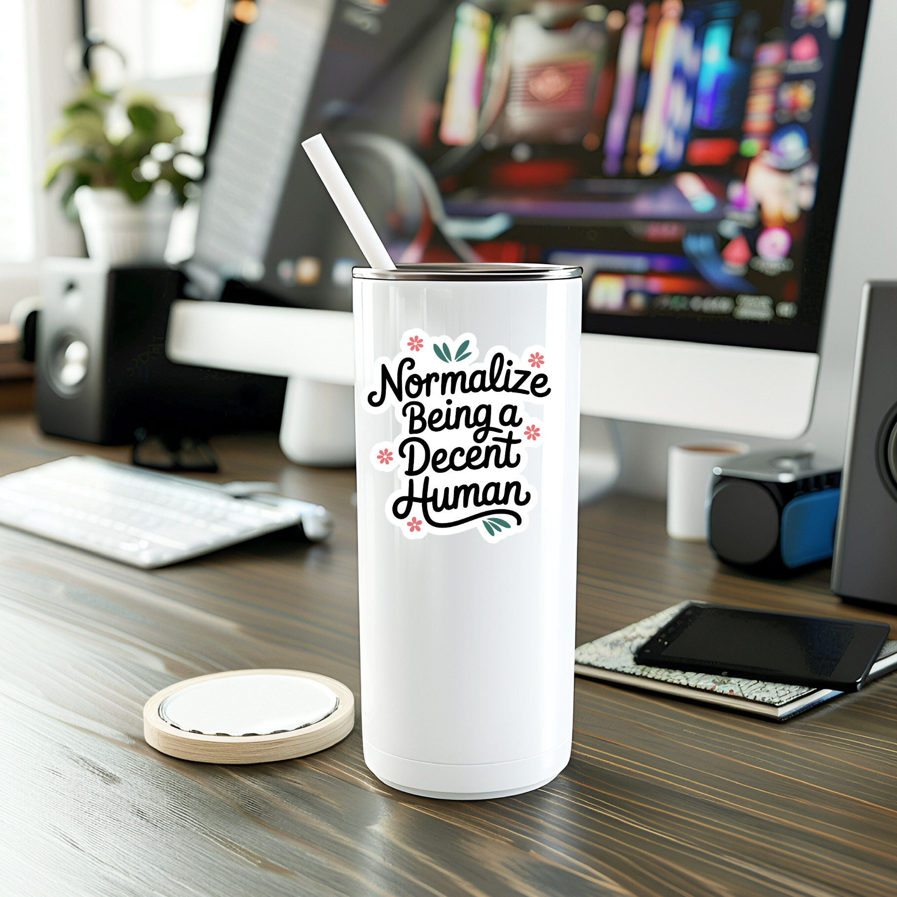 Normalize Being A Decent Human Vinyl Sticker