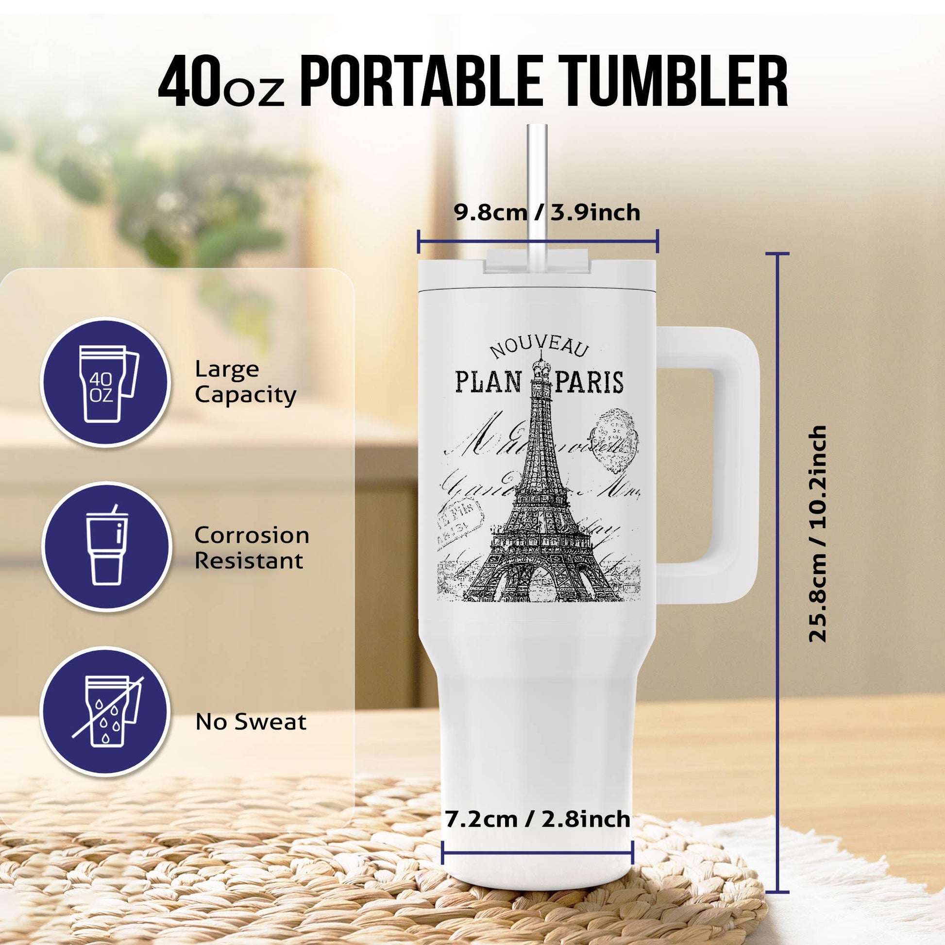 Paris vintage Eiffel tower, Tumbler