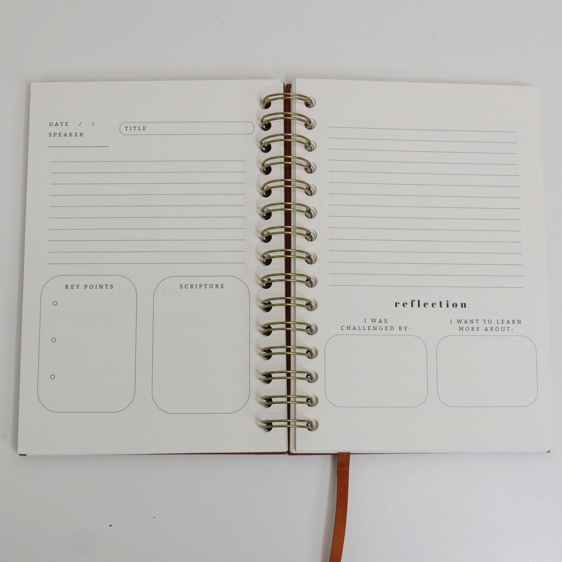 Church Notes Journal - Spiral Linen Brown