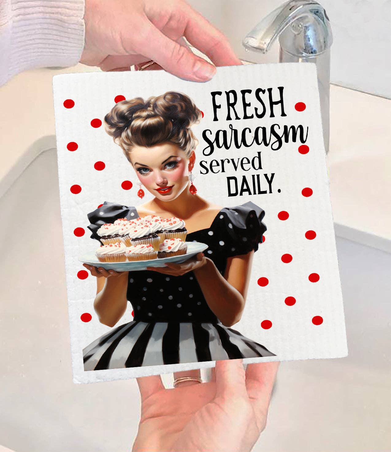Fresh Sarcasm Served Daily - Funny Swedish Dishcloth
