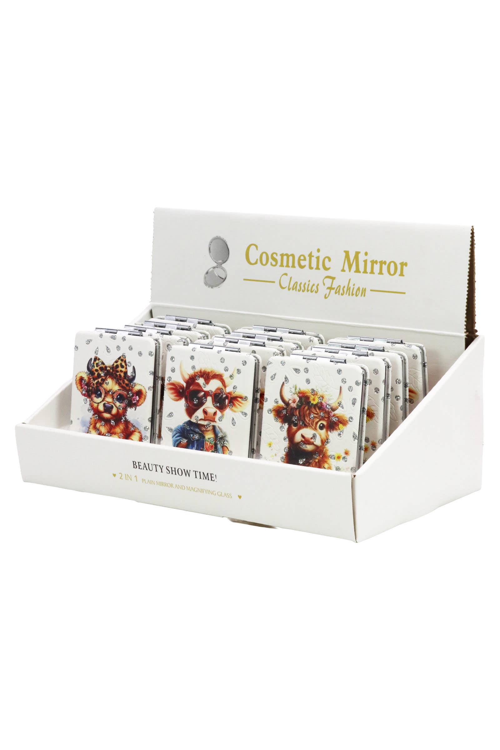 Baby Cow Glitter Rectangular Compact Mirror