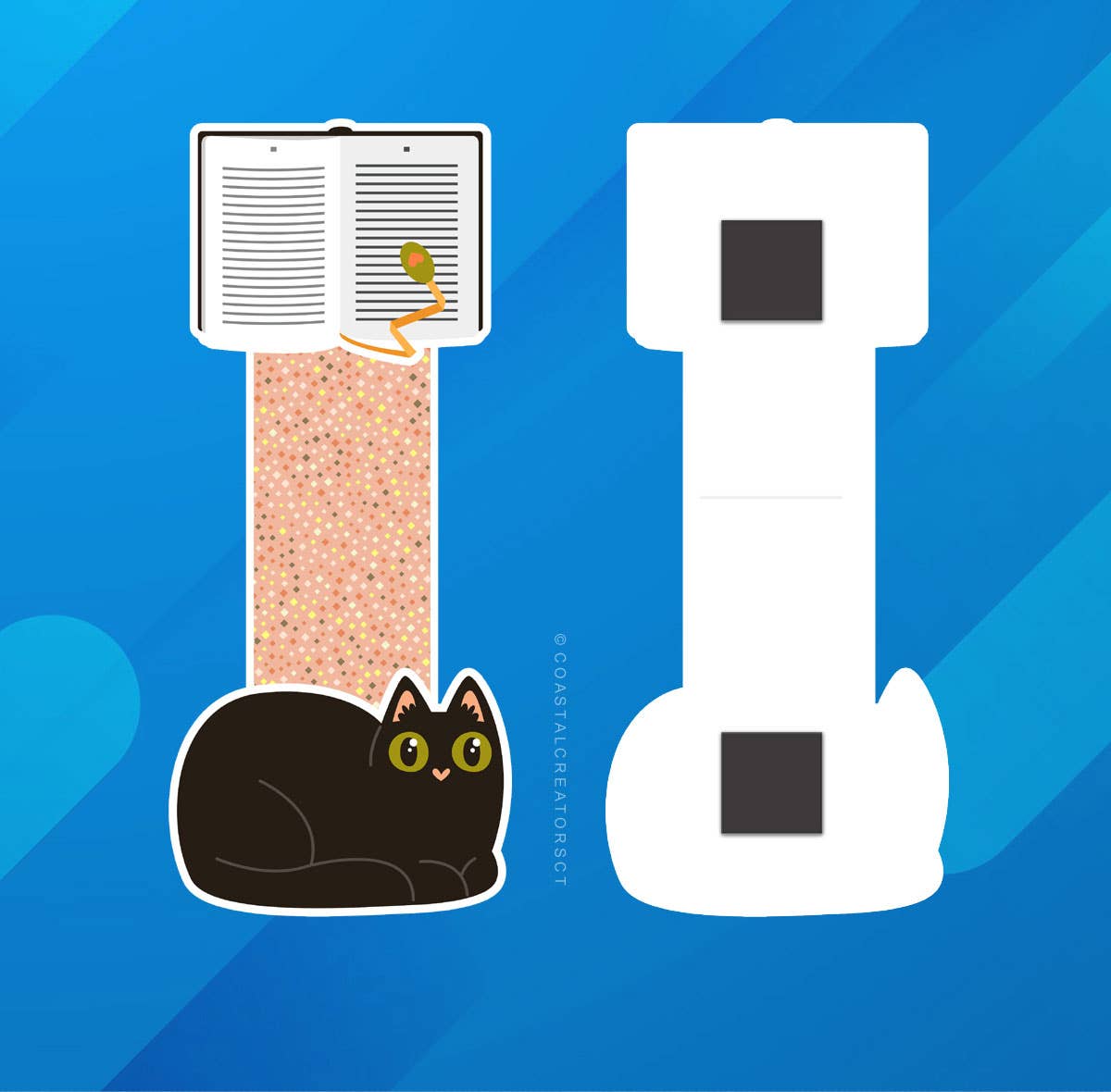 Black Cat Green Eyes Reversible Magnetic Bookmark (Packaged)