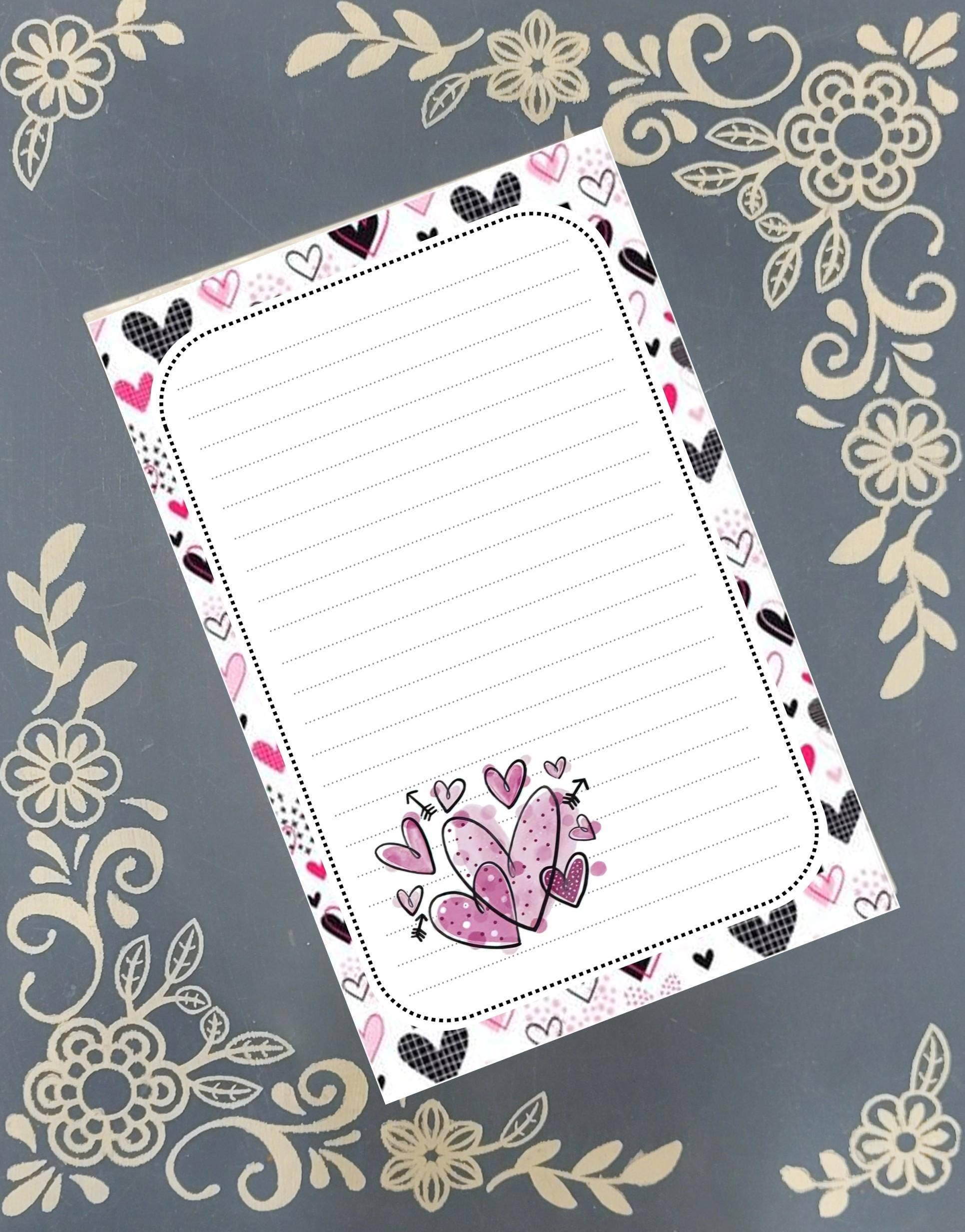 Notepad Valentine's, Hearts, Stationery