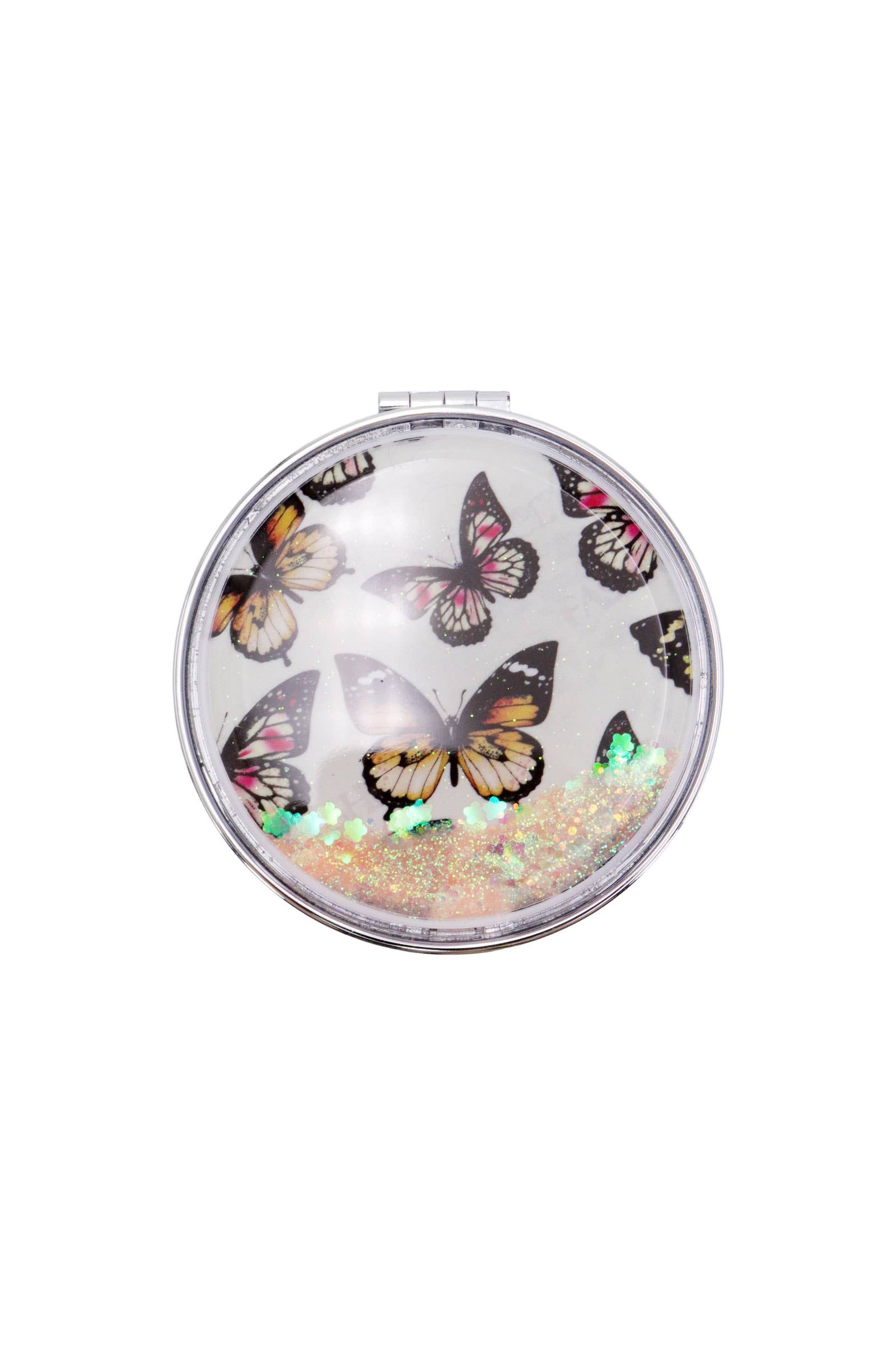 Butterfly Liquid Glitter Circular Compact Mirror