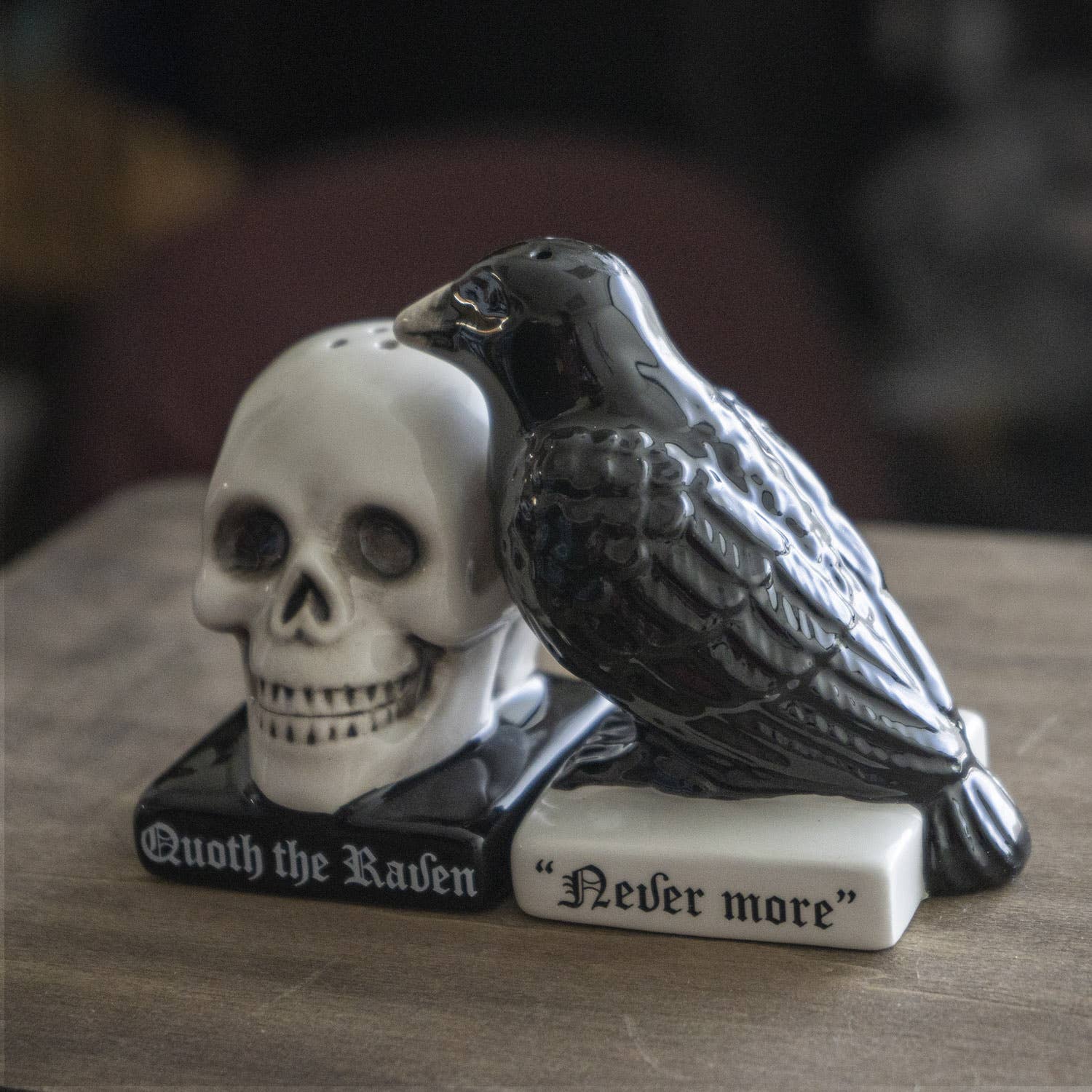 Quoth the Raven Edgar Allen Poe Salt and Pepper Shaker Set