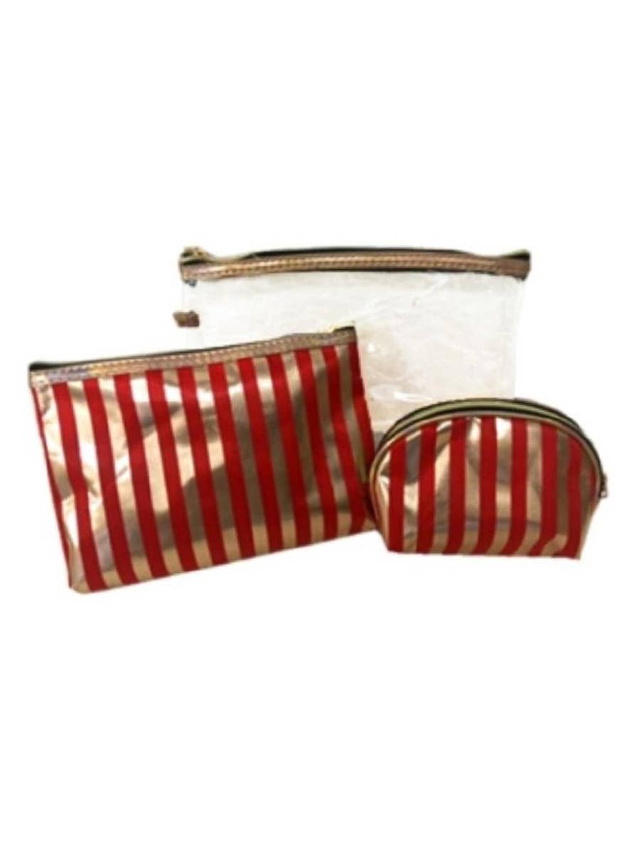 Toiletries Travel Set Striped Metallic 3-Pc