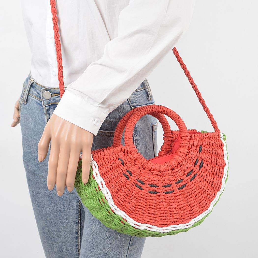 Faux Straw Watermelon Novelty Bag