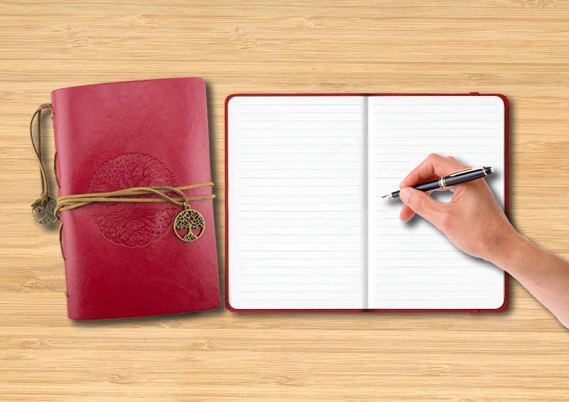 Leatherette Journal - Tree of Life - Red (Re-fillable)