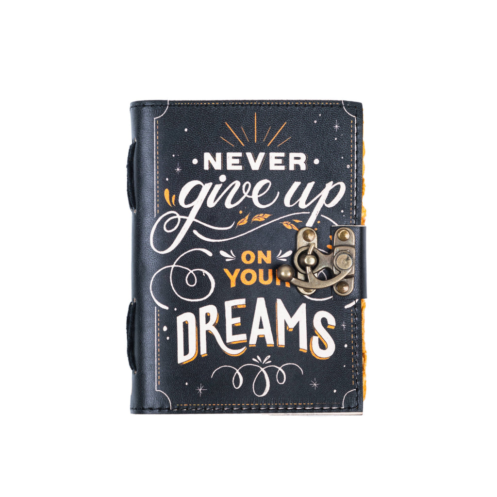 Leather Journal With Quotes Notebook Diary Never Give Up