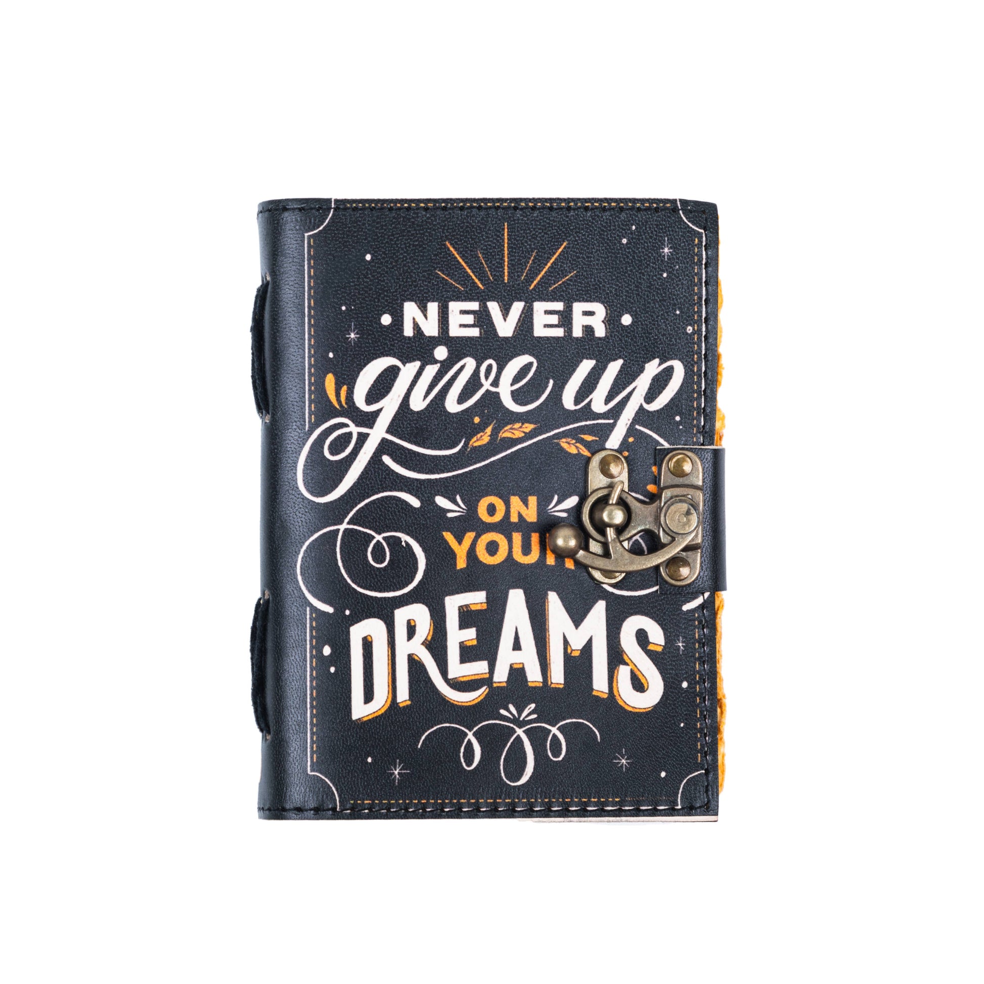 Leather Journal With Quotes Notebook Diary Never Give Up