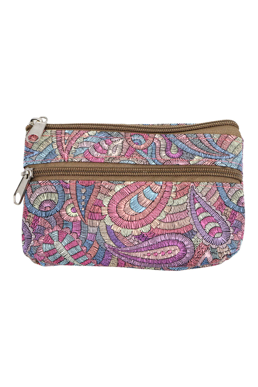 Boho Paisley Double Compartment Zippered Coin Pouch