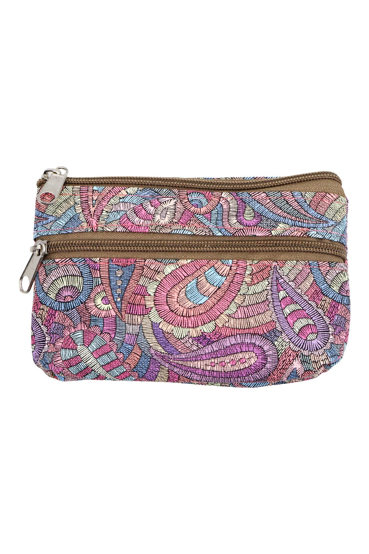 Boho Paisley Double Compartment Zippered Coin Pouch