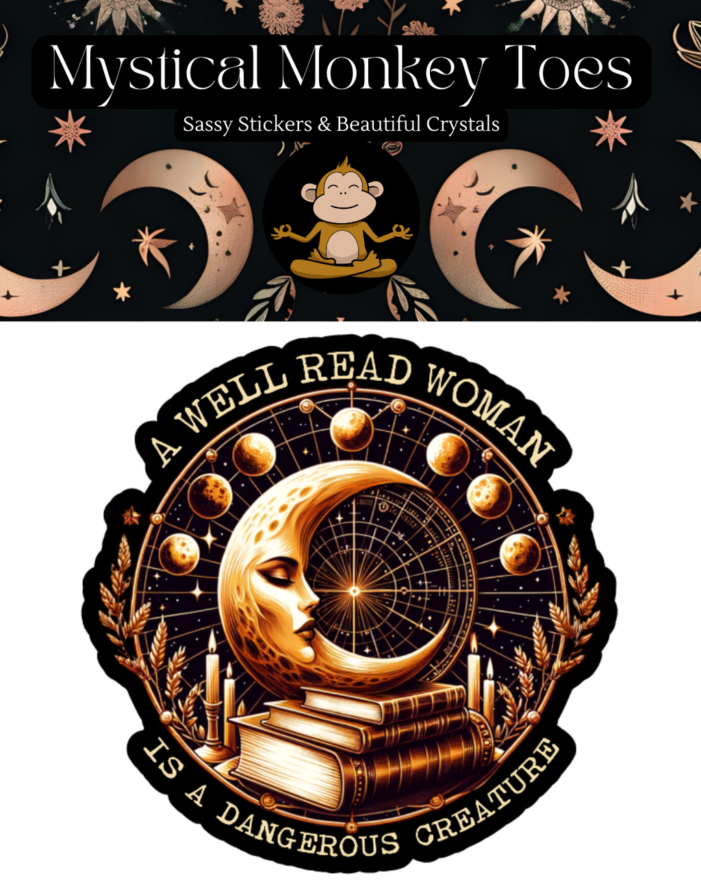 Beautiful Book Moon Vinyl Sticker