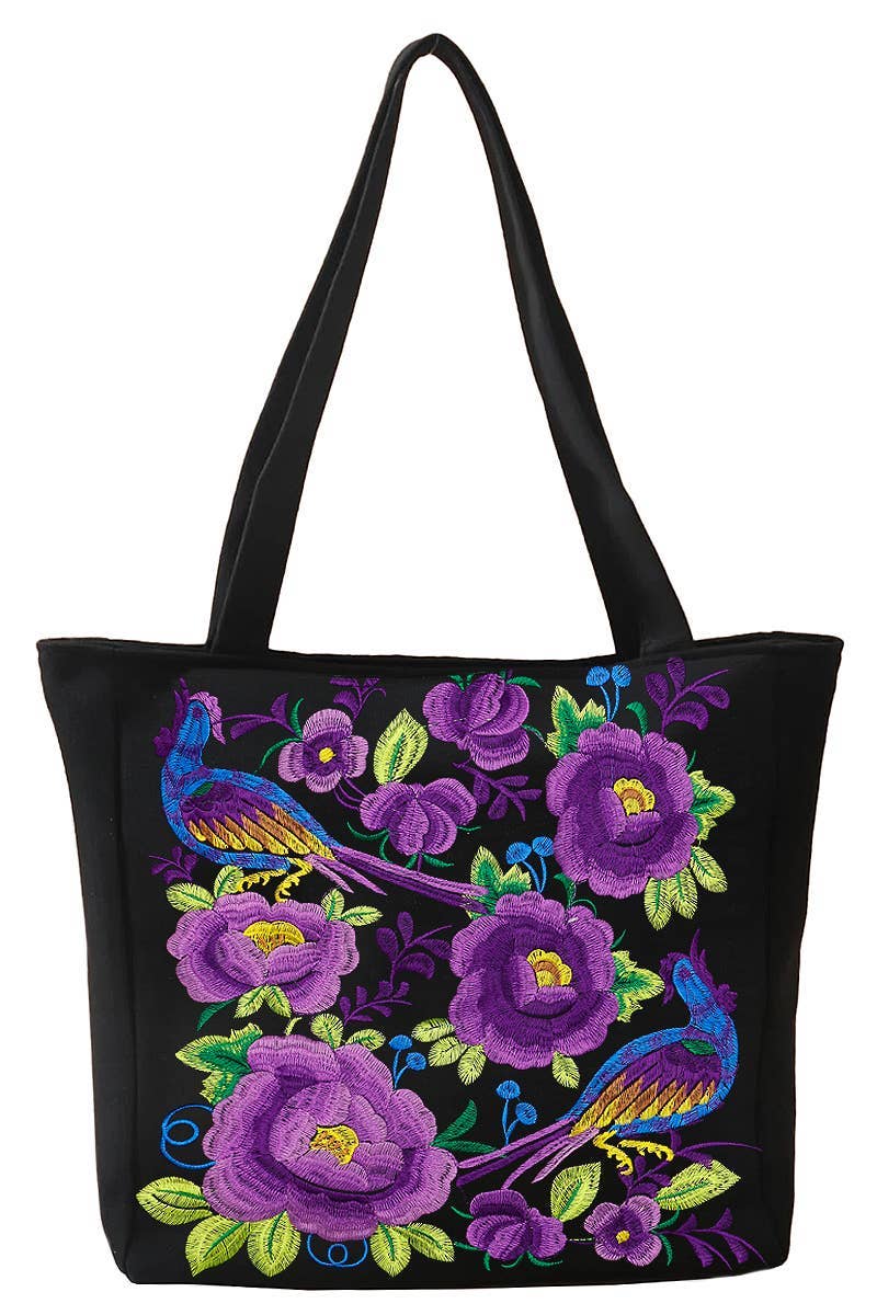 Huipil Floral Embroidered Tote
