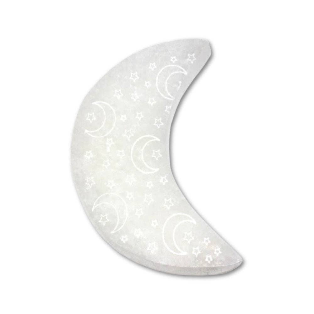 Selenite - Half Moon with Night Sky Coaster