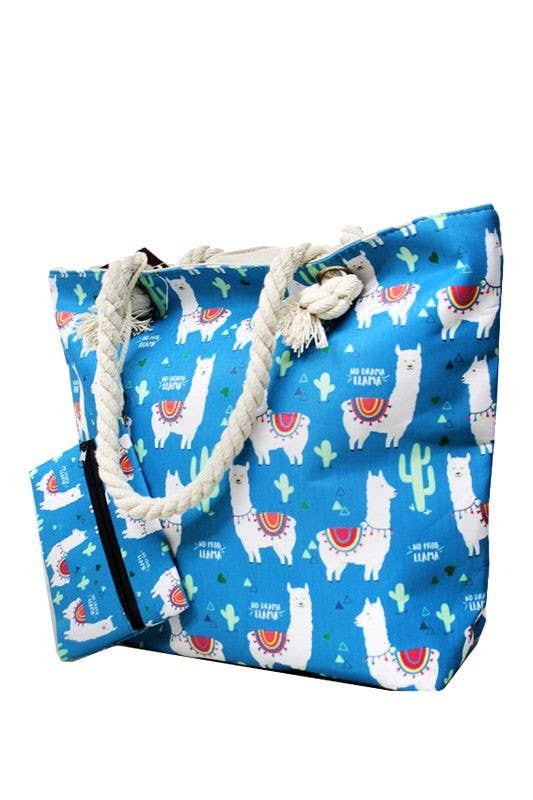Llama And Cactus Tote Bag