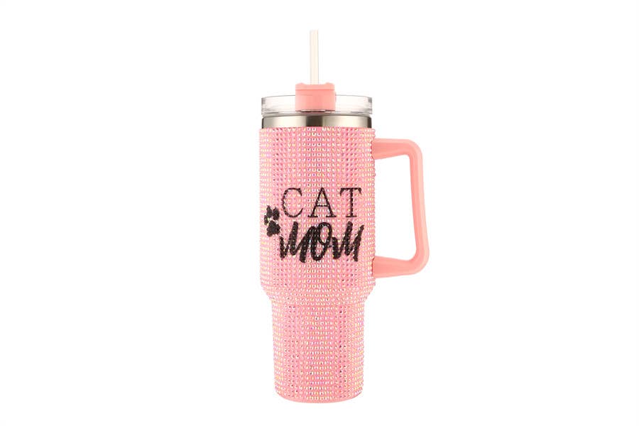 Ladies Blinged out CAT MOM Themed Tumbler Cup