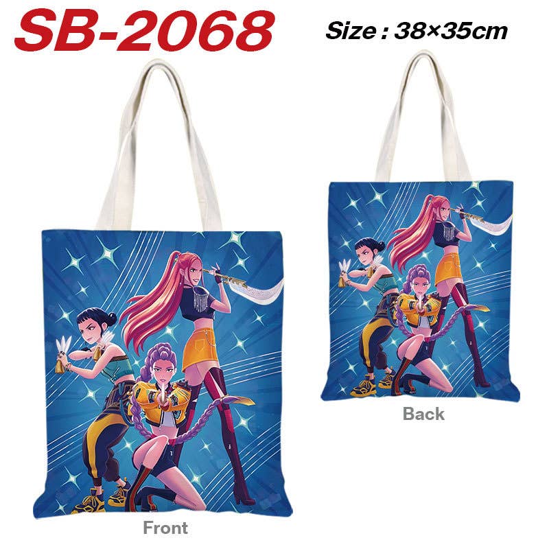 Kpop Demon Hunters full printing canvas shoulder tote bag