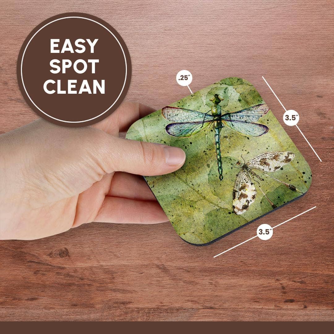 Dragonfly Vintage Collage, Soft Coaster