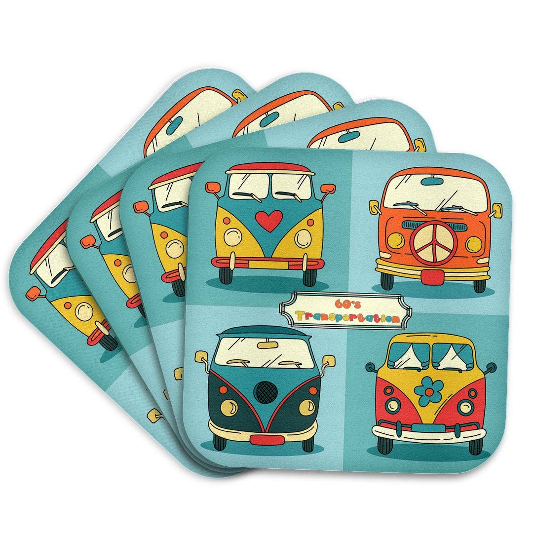 Sixties Vans for Hippies Retro Colors, Soft Coaster
