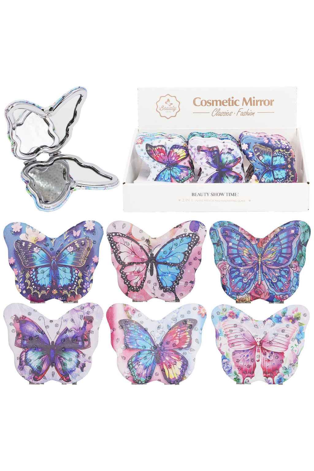 Butterfly Floral Cosmetic Compact Mirror