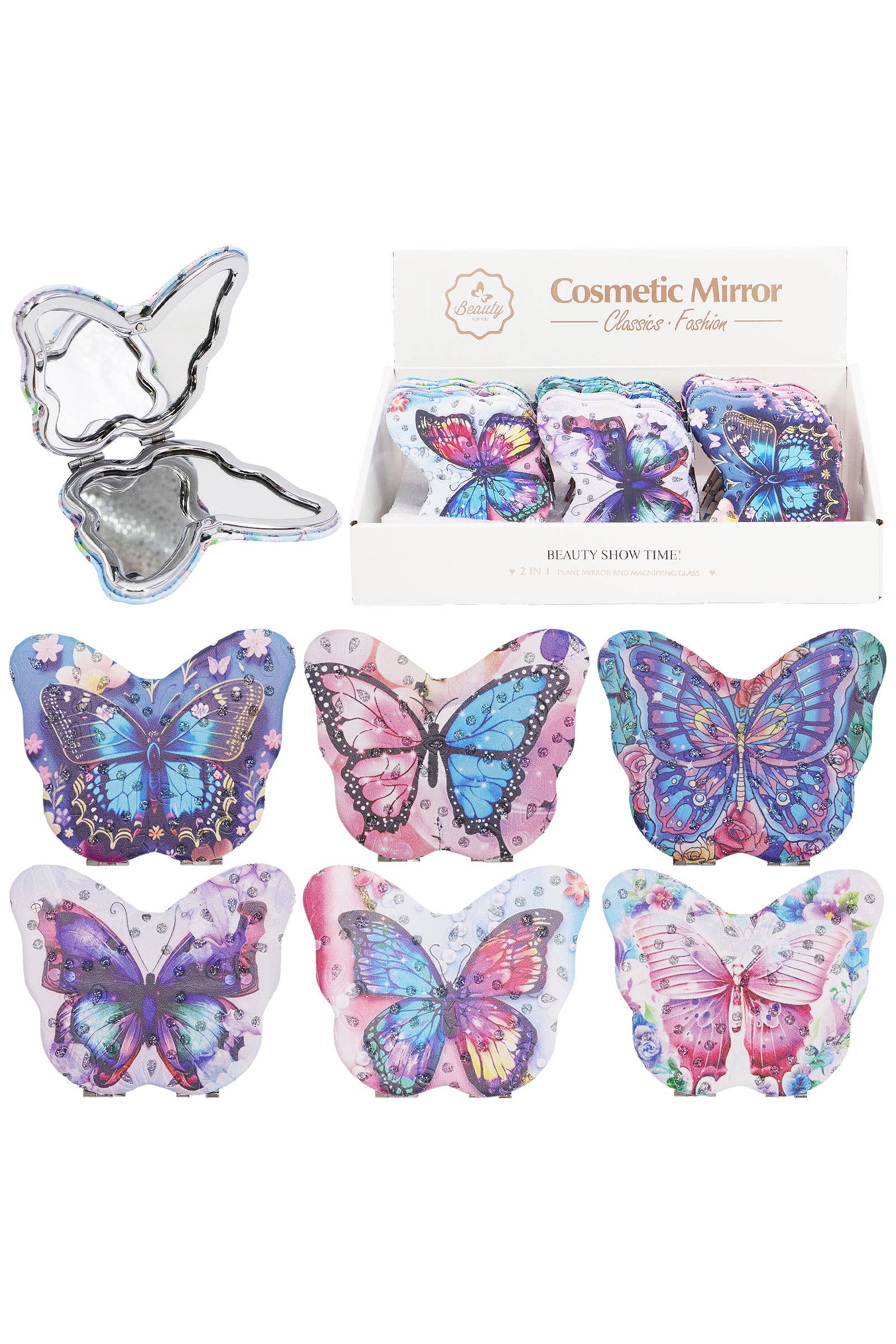 Butterfly Floral Cosmetic Compact Mirror