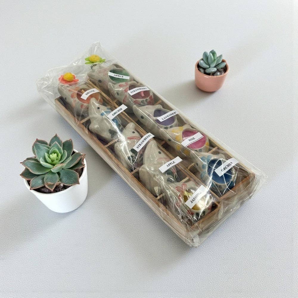 Mini Ceramic Elephant Candles (10-Pack)