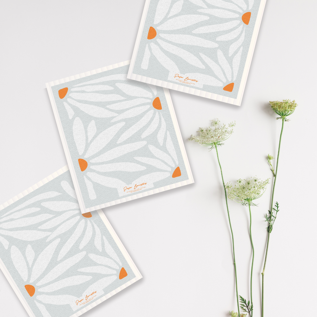 Set of 3 Swedish Dishcloth: Multiple Daisies