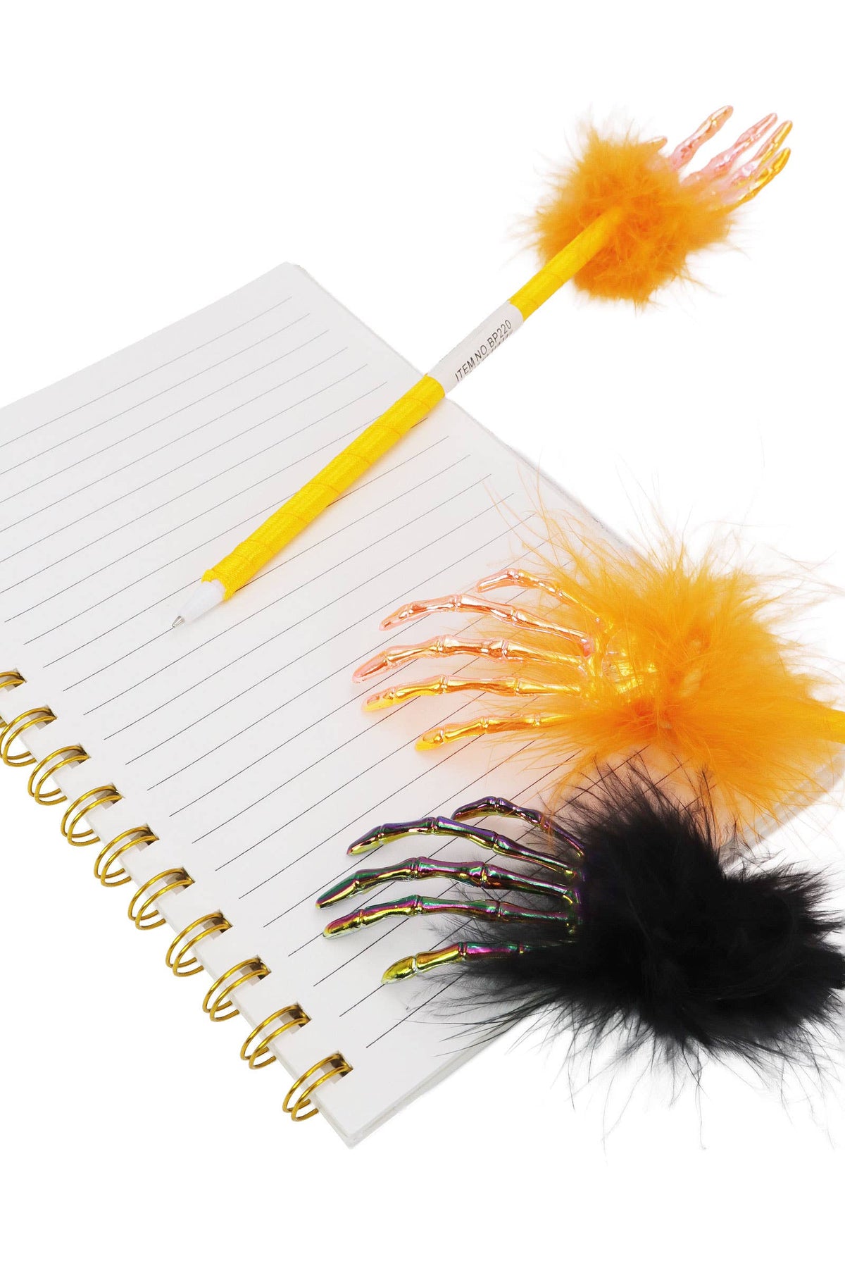 Skeleton Hands Metallic Feathered Pen - 12 Pcs