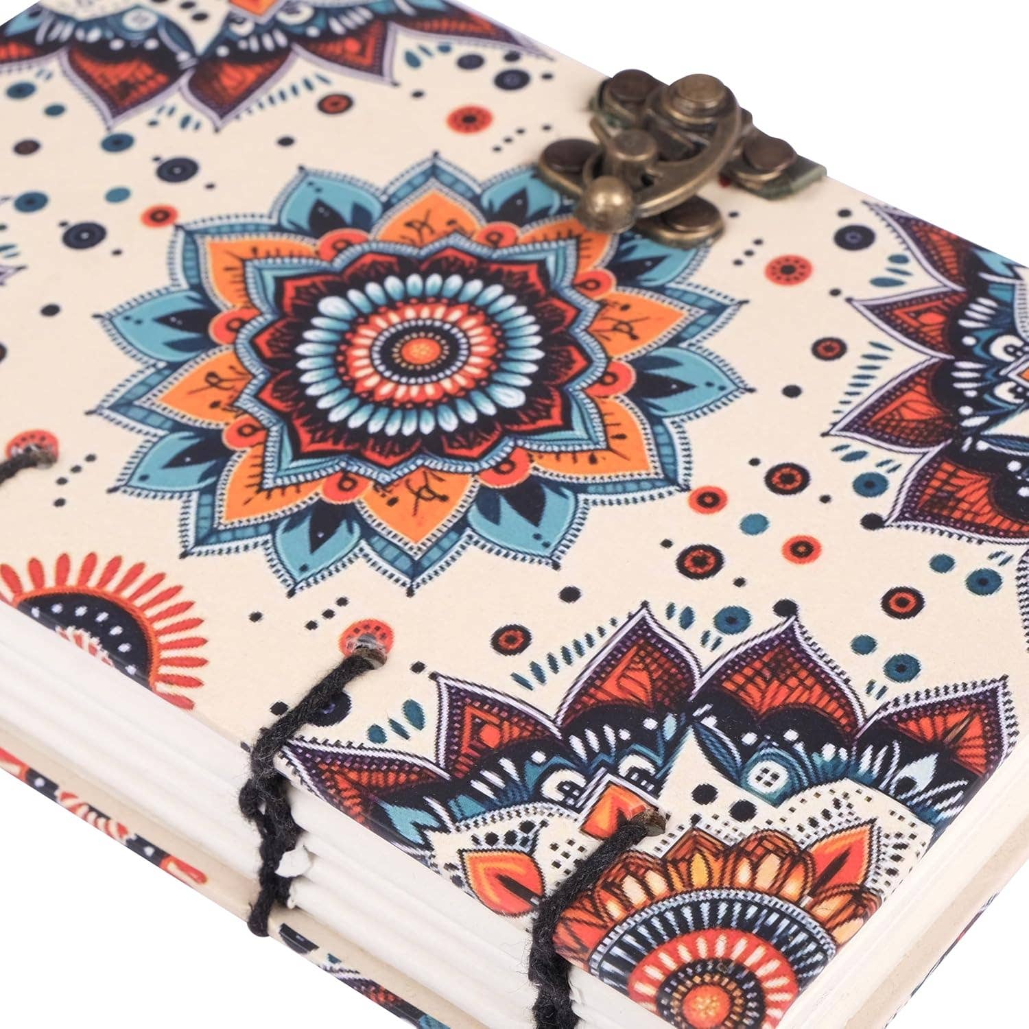 Mandala - Journal Diary Notebook with Leather Strap Lock - Unruled