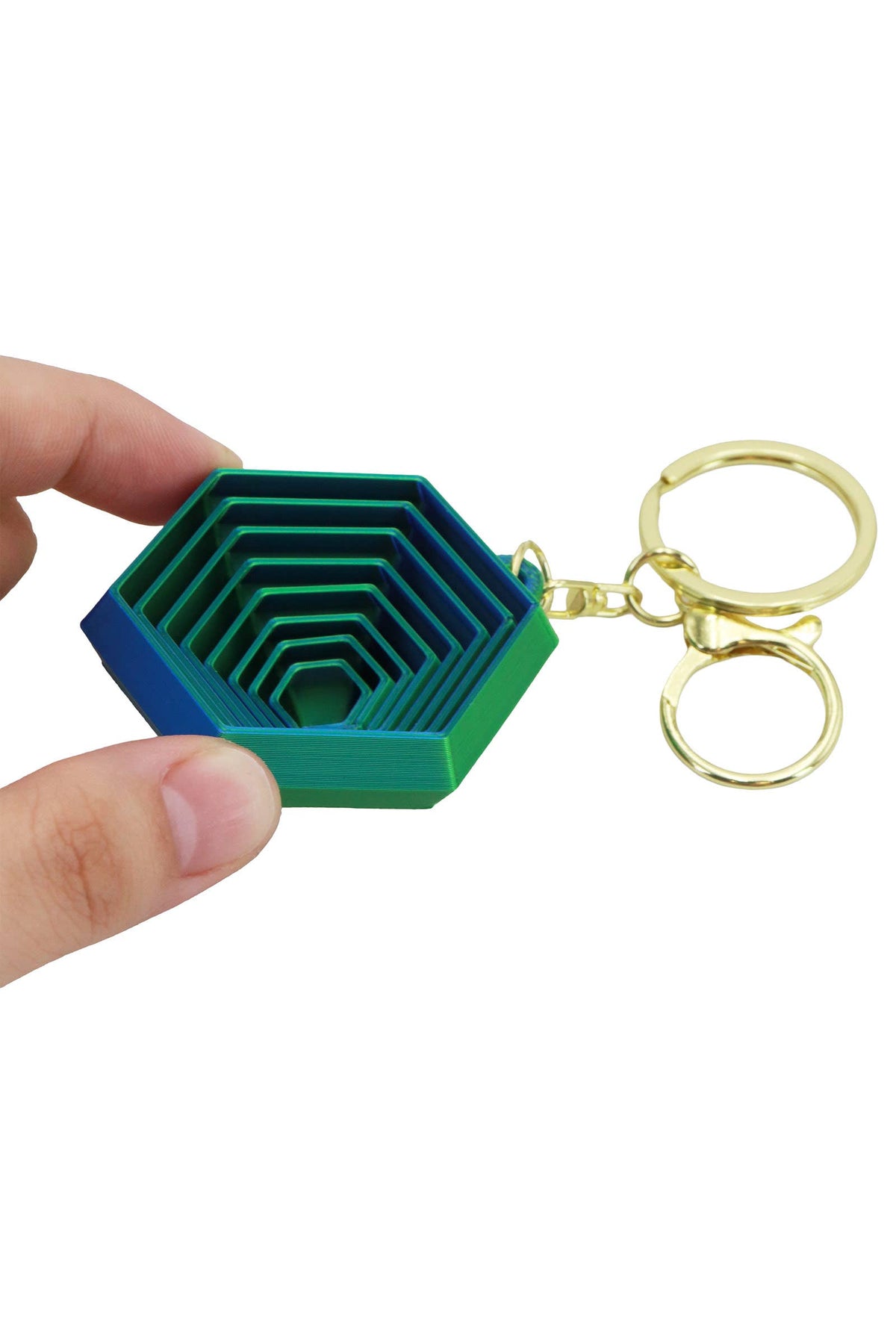 Colorful Hexagon Fractal Layered Fidget Key Chain